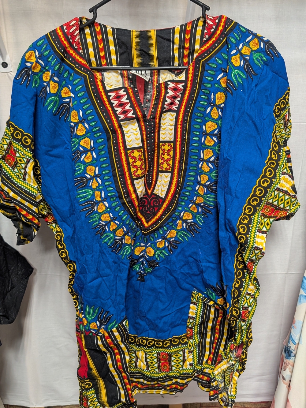 Bright Blue Max Mehra Tunic with Multicolor Tribal Print